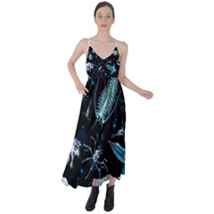 Colorful-abstract-pattern-consisting-glowing-lights-luminescent-images-marine-plankton-dark Tie Back Maxi Dress