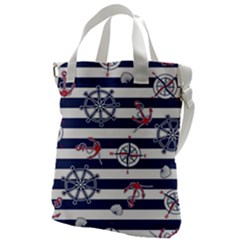 Seamless-marine-pattern Canvas Messenger Bag