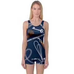 Chains-seamless-pattern One Piece Boyleg Swimsuit by uniart180623