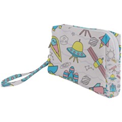 Cute-seamless-pattern-with-space Wristlet Pouch Bag (small)