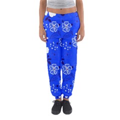 Blooming-seamless-pattern-blue-colors Women s Jogger Sweatpants