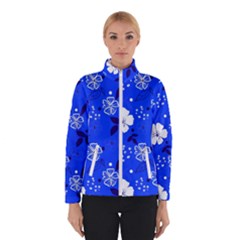 Blooming-seamless-pattern-blue-colors Women s Bomber Jacket