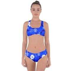 Blooming-seamless-pattern-blue-colors Criss Cross Bikini Set by uniart180623