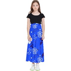 Blooming-seamless-pattern-blue-colors Kids  Flared Maxi Skirt by uniart180623