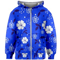 Blooming-seamless-pattern-blue-colors Kids  Zipper Hoodie Without Drawstring by uniart180623