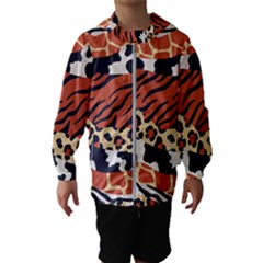 Mixed-animal-skin-print-safari-textures-mix-leopard-zebra-tiger-skins-patterns-luxury-animals-textur Kids  Hooded Windbreaker by uniart180623