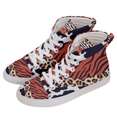 Mixed-animal-skin-print-safari-textures-mix-leopard-zebra-tiger-skins-patterns-luxury-animals-textur Women s Hi-top Skate Sneakers by uniart180623