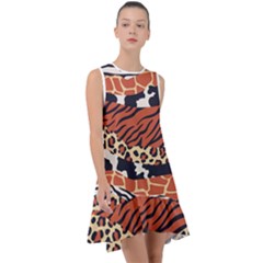 Mixed-animal-skin-print-safari-textures-mix-leopard-zebra-tiger-skins-patterns-luxury-animals-textur Frill Swing Dress by uniart180623