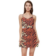 Mixed-animal-skin-print-safari-textures-mix-leopard-zebra-tiger-skins-patterns-luxury-animals-textur Short Frill Dress by uniart180623