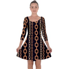 Gold-chain-jewelry-seamless-pattern Quarter Sleeve Skater Dress