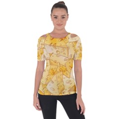 Cheese-slices-seamless-pattern-cartoon-style Shoulder Cut Out Short Sleeve Top by uniart180623