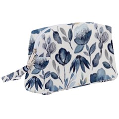 Indigo-watercolor-floral-seamless-pattern Wristlet Pouch Bag (large)