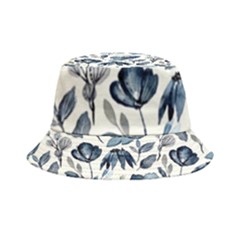 Indigo-watercolor-floral-seamless-pattern Inside Out Bucket Hat by uniart180623