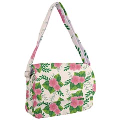 Cute-pink-flowers-with-leaves-pattern Courier Bag by uniart180623