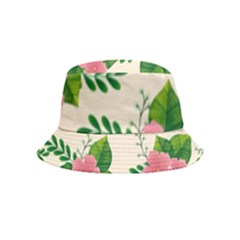 Cute-pink-flowers-with-leaves-pattern Bucket Hat (kids) by uniart180623