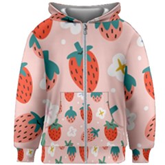 Strawberry-seamless-pattern Kids  Zipper Hoodie Without Drawstring by uniart180623
