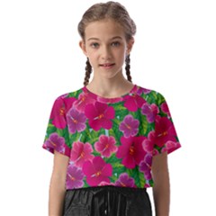 Background-cute-flowers-fuchsia-with-leaves Kids  Basic Tee by uniart180623