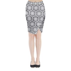 Halftone-tech-hexagons-seamless-pattern Midi Wrap Pencil Skirt by uniart180623