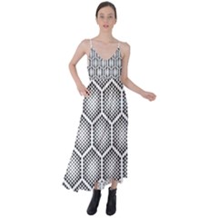 Halftone-tech-hexagons-seamless-pattern Tie Back Maxi Dress