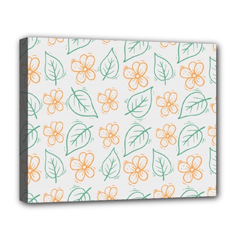 Hand-drawn-cute-flowers-with-leaves-pattern Deluxe Canvas 20  X 16  (stretched) by uniart180623
