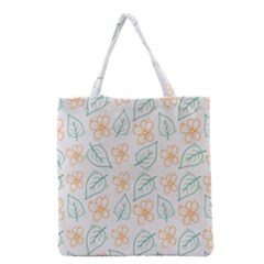 Hand-drawn-cute-flowers-with-leaves-pattern Grocery Tote Bag