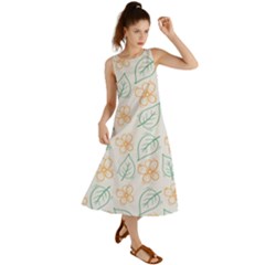 Hand-drawn-cute-flowers-with-leaves-pattern Summer Maxi Dress
