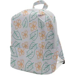 Hand-drawn-cute-flowers-with-leaves-pattern Zip Up Backpack by uniart180623