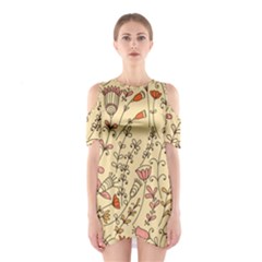 Seamless-pattern-with-different-flowers Shoulder Cutout One Piece Dress by uniart180623