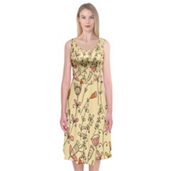 Seamless-pattern-with-different-flowers Midi Sleeveless Dress