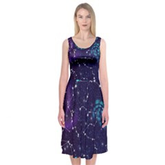 Realistic-night-sky-poster-with-constellations Midi Sleeveless Dress