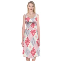 Cute-kawaii-patches-seamless-pattern Midi Sleeveless Dress
