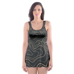 Damask-seamless-pattern Skater Dress Swimsuit