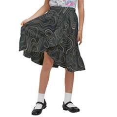 Damask-seamless-pattern Kids  Ruffle Flared Wrap Midi Skirt