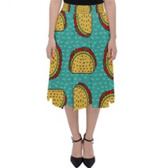 Taco-drawing-background-mexican-fast-food-pattern Classic Midi Skirt