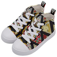 Vector-seamless-pattern-with-italian-pizza-top-view Kids  Mid-top Canvas Sneakers by uniart180623
