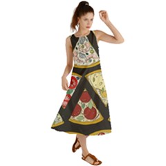 Vector-seamless-pattern-with-italian-pizza-top-view Summer Maxi Dress