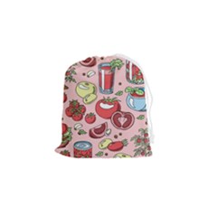 Tomato-seamless-pattern-juicy-tomatoes-food-sauce-ketchup-soup-paste-with-fresh-red-vegetables Drawstring Pouch (small) by uniart180623
