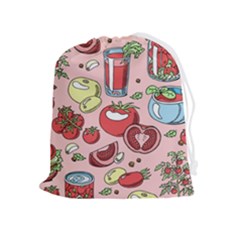 Tomato-seamless-pattern-juicy-tomatoes-food-sauce-ketchup-soup-paste-with-fresh-red-vegetables Drawstring Pouch (xl) by uniart180623