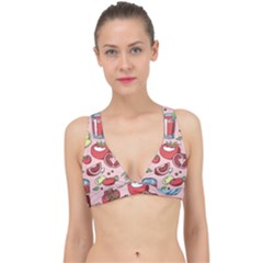 Tomato-seamless-pattern-juicy-tomatoes-food-sauce-ketchup-soup-paste-with-fresh-red-vegetables Classic Banded Bikini Top by uniart180623