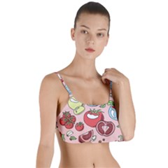 Tomato-seamless-pattern-juicy-tomatoes-food-sauce-ketchup-soup-paste-with-fresh-red-vegetables Layered Top Bikini Top  by uniart180623