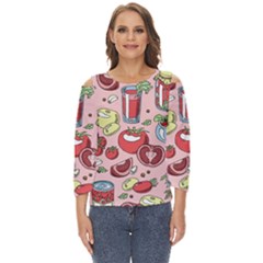 Tomato-seamless-pattern-juicy-tomatoes-food-sauce-ketchup-soup-paste-with-fresh-red-vegetables Cut Out Wide Sleeve Top