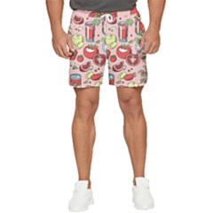 Tomato-seamless-pattern-juicy-tomatoes-food-sauce-ketchup-soup-paste-with-fresh-red-vegetables Men s Runner Shorts by uniart180623