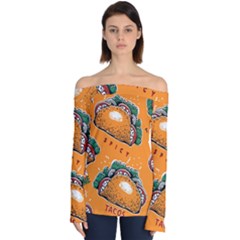 Seamless-pattern-with-taco Off Shoulder Long Sleeve Top by uniart180623