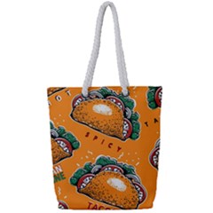 Seamless-pattern-with-taco Full Print Rope Handle Tote (small) by uniart180623