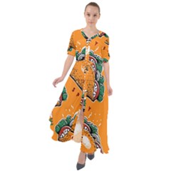 Seamless-pattern-with-taco Waist Tie Boho Maxi Dress