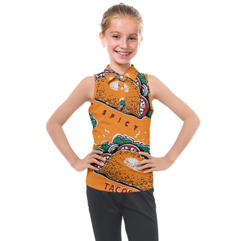 Seamless-pattern-with-taco Kids  Sleeveless Polo Tee by uniart180623