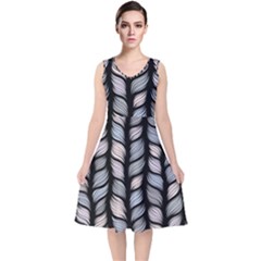 Seamless-pattern-with-interweaving-braids V-neck Midi Sleeveless Dress 