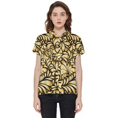 Damask-teardrop-gold-ornament-seamless-pattern Short Sleeve Pocket Shirt