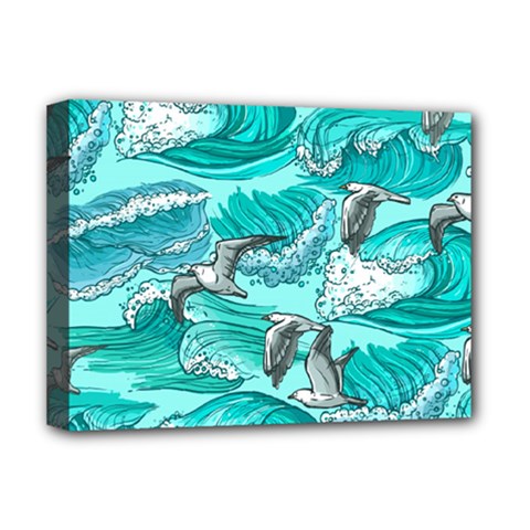 Sea-waves-seamless-pattern Deluxe Canvas 16  X 12  (stretched)  by uniart180623