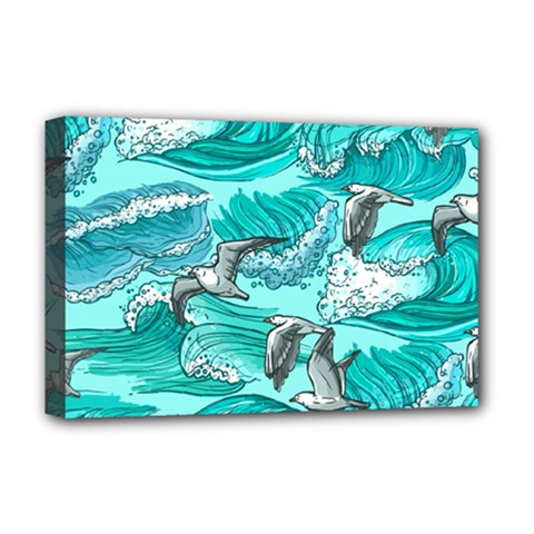 Sea-waves-seamless-pattern Deluxe Canvas 18  X 12  (stretched) by uniart180623